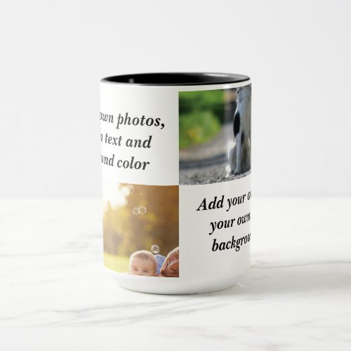 Add your own photos text and  background throw pi mug