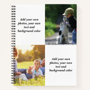 Add your own photos, text and background throw pi notebook