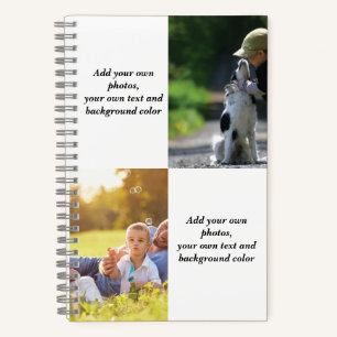 Add your own photos, text and  background throw pi notebook