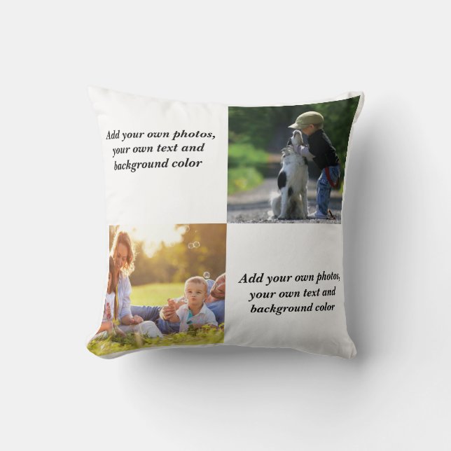 Add your own photos, text and  background throw pi pillow (Front)