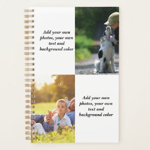 Add your own photos, text and  background throw pi planner
