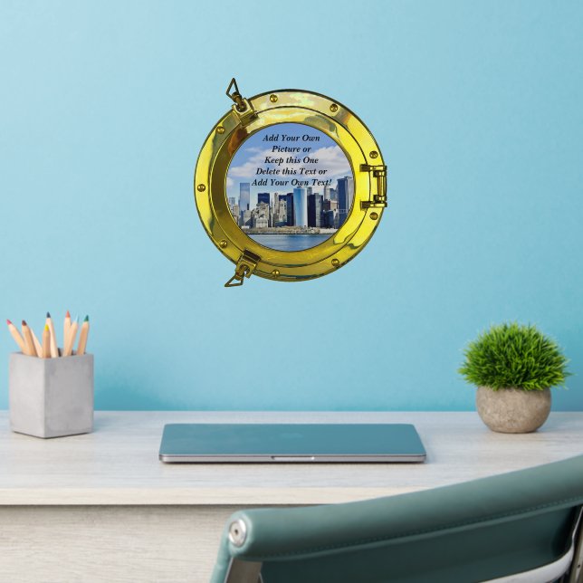 Add Your Own Picture, Change Delete Text Porthole Wall Decal (Home Office 2)