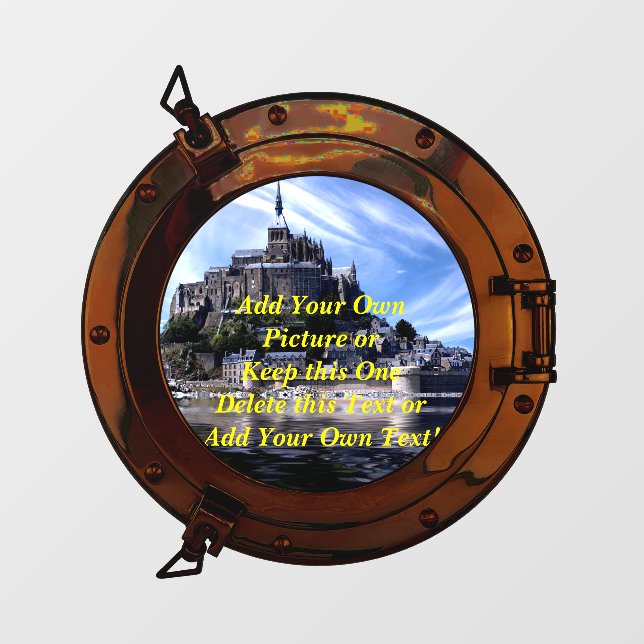 Add Your Own Picture, Change Delete Text Porthole  Wall Decal (Front)
