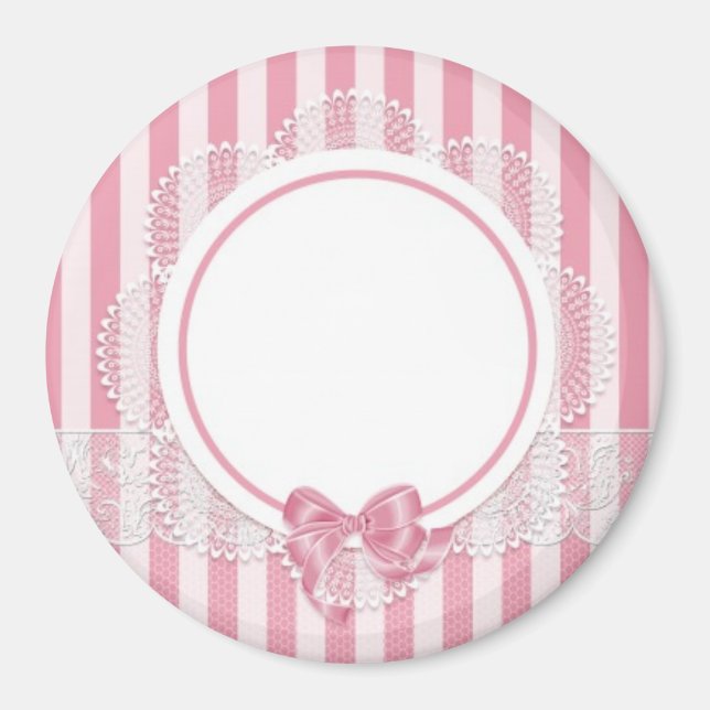 Add Your Own Picture or Text Pink Lace Magnet (Front)