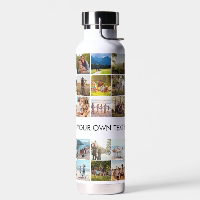 Add Your Own Picture Personalized 35 Photo Collage Water Bottle (Left)