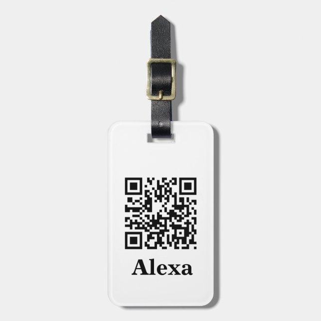 Add your own QR Code Scan Minimal Simple Lost  Luggage Tag (Front Vertical)