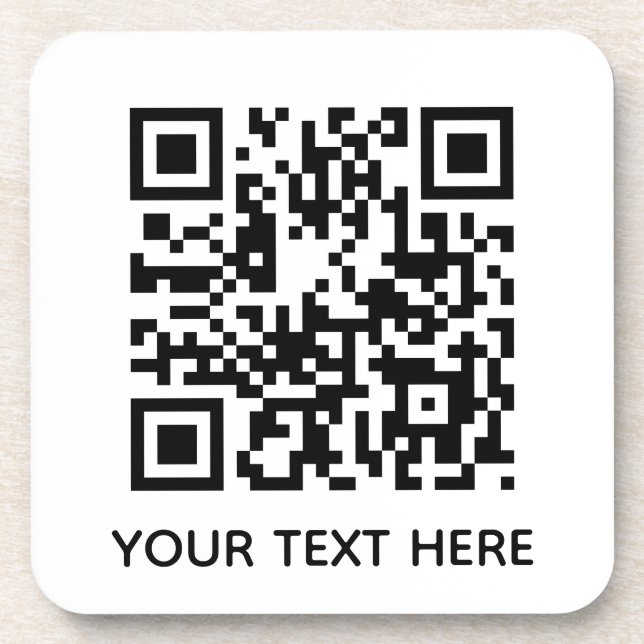 Add your own QR Code text Scan menu link Beverage Coaster (Front)