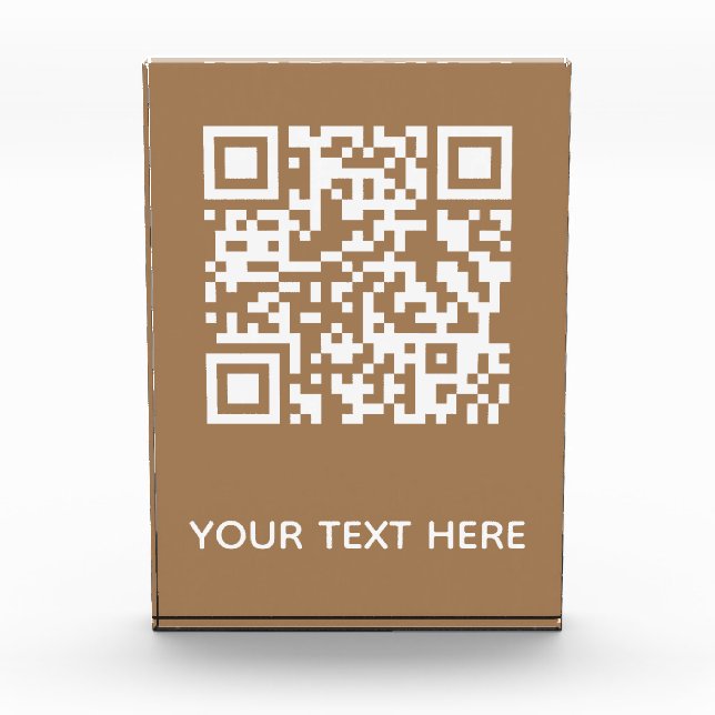 Add your own QR Code text Scan menu link Gold Acrylic Award (Front)