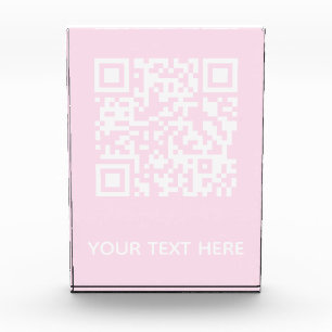 Add your own QR Code text Scan menu link Pink Acrylic Award