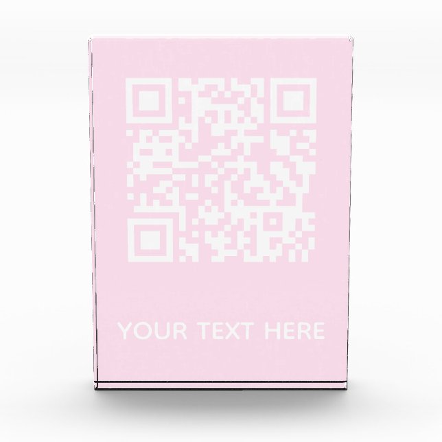 Add your own QR Code text Scan menu link Pink Acrylic Award (Front)