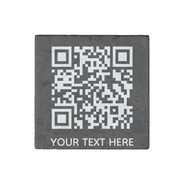Add your own QR Code text Scan menu link Stone Magnet (Front)