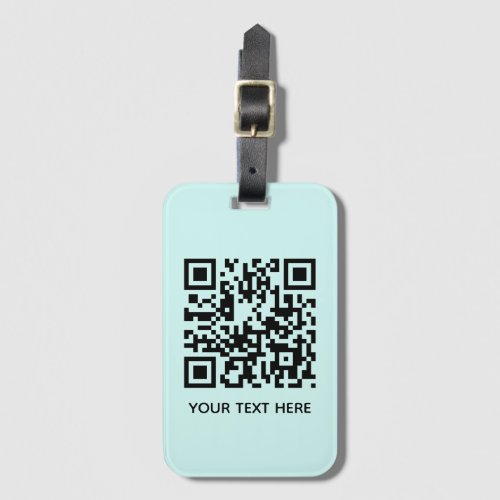 Add your own QR Code text Scan Minimal Aqua Luggage Tag