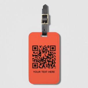 Add your own QR Code text Scan Minimal Red Luggage Tag
