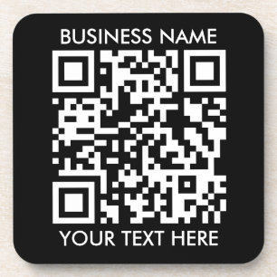 Add your own QR Code text Scan Minimal Simple Beverage Coaster