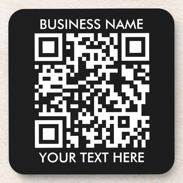 Add your own QR Code text Scan Minimal Simple Beverage Coaster (Front)