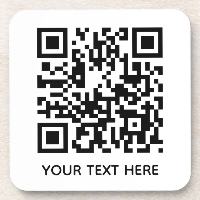 Add your own QR Code text Scan Minimal Simple  Beverage Coaster (Front)