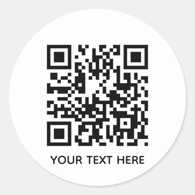 Add your own QR Code text Scan Minimal Simple  Classic Round Sticker (Front)