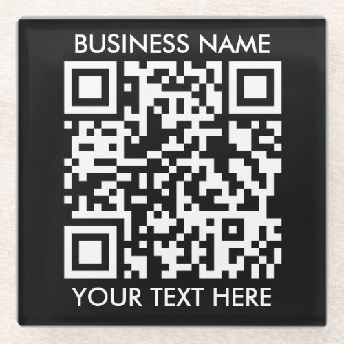 Add your own QR Code text Scan Minimal Simple Glass Coaster