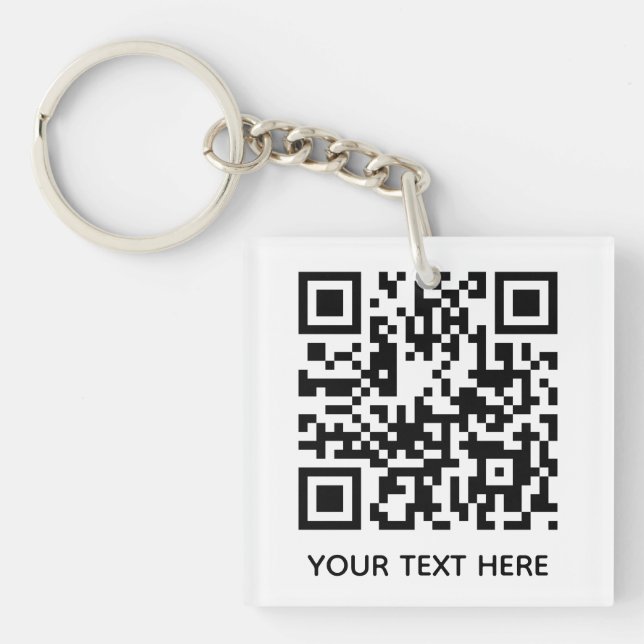 Add your own QR Code text Scan Minimal Simple  Keychain (Front)
