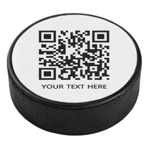 Add your own QR Code text Scan Minimal Simple lost Hockey Puck