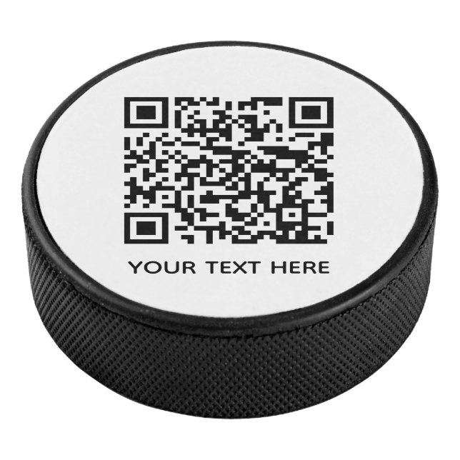 Add your own QR Code text Scan Minimal Simple lost Hockey Puck (3/4)