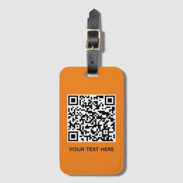 Add your own QR Code text Scan Minimal Simple Lugg Luggage Tag (Front Vertical)