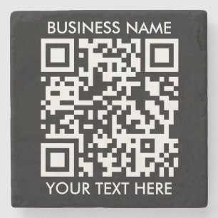 Add your own QR Code text Scan Minimal Simple Stone Coaster