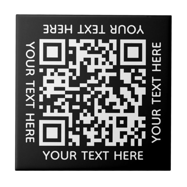 Add your own QR Code text Scan Minimal Simple  Til Ceramic Tile (Front)
