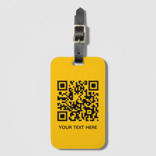 Add your own QR Code text Scan Minimal Yellow Luggage Tag
