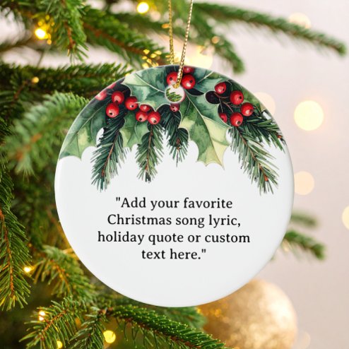 What Christmas looks like in 2026 - Pink Dramatic personalized gifts for you Add Your Own Quote Christmas Botanical Floral Ceramic Ornament – populair kerstcadeau en kerstdecoratie 2026