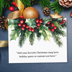 Add Your Own Quote Christmas Botanical Floral Holiday Postcard