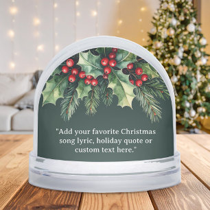 Add Your Own Quote Christmas Botanical Floral Snow Globe