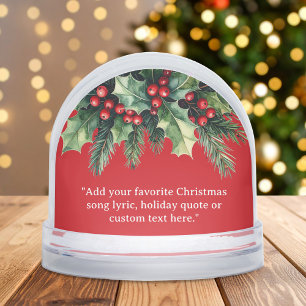 Add Your Own Quote Christmas Botanical Floral Snow Globe