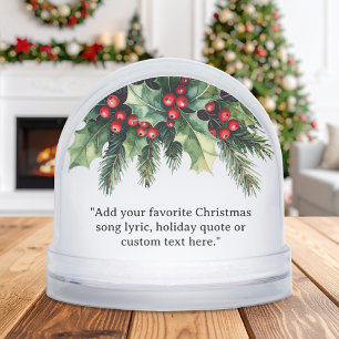 Add Your Own Quote Christmas Botanical Floral Snow Globe