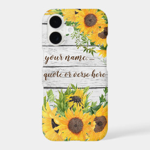 Add Your Own Quote, Name, Verse Rustic Sunflowers iPhone 17 Case