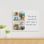 Add Your Own Quote Photo Collage Faux Canvas Print<br><div class="desc">Create your own custom quote and photo collage wall art. Features 6 of your pictures in a simple grid pattern. Add your personalized text in modern calligraphy script typography.</div>