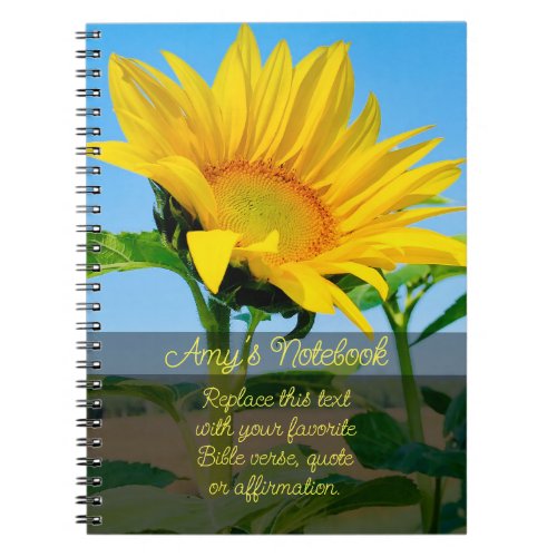 Add Your Own Quote Sunflower Spiral Photo Notebook