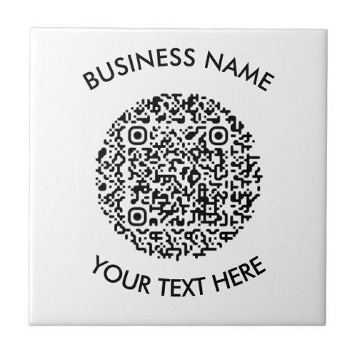 Add your own round QR Code Scan Minimal Simple Ceramic Tile