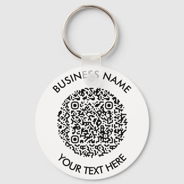 Add your own round QR Code Scan Minimal Simple  Keychain (Front)
