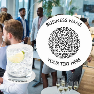 Add your own round QR Code Scan Minimal Simple Paper Coaster