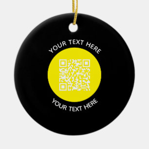 Add your own round QR Code text Scan Minimal Ceramic Ornament