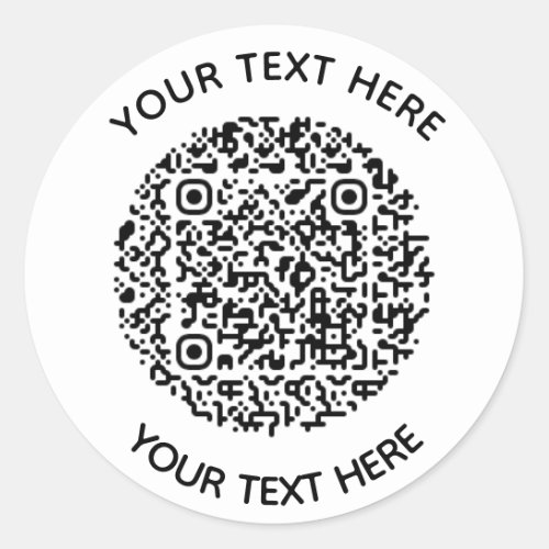 Add your own round QR Code text Scan Minimal Classic Round Sticker