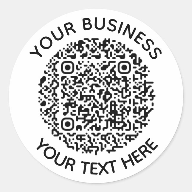 Add your own round QR Code text Scan minimal Classic Round Sticker (Front)