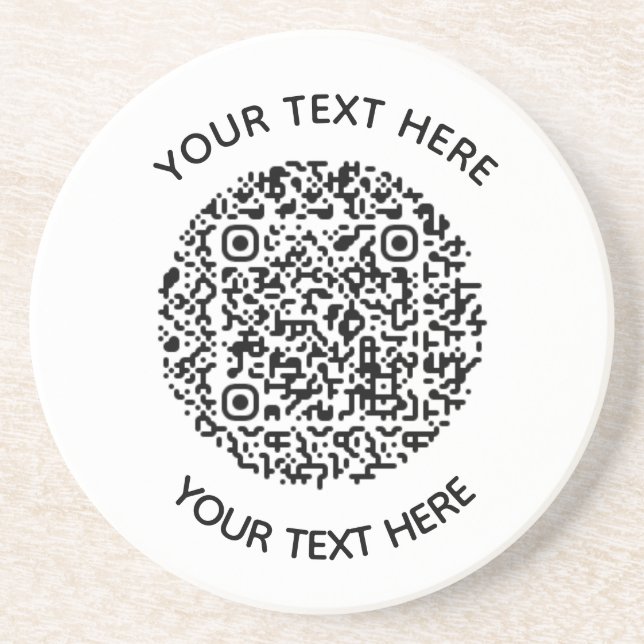 Add your own round QR Code text Scan Minimal   Coaster (Front)