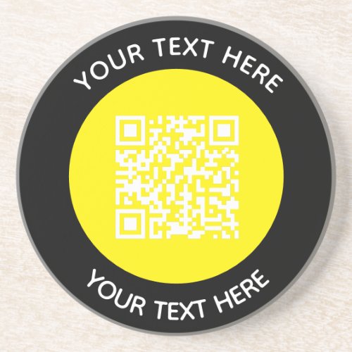 Add your own round QR Code text Scan Minimal  Coaster