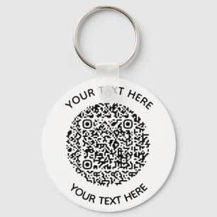Add your own round QR Code text Scan Minimal Keychain