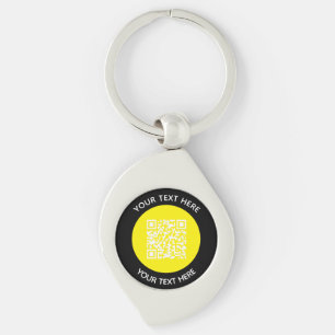 Add your own round QR Code text Scan Minimal  Keychain