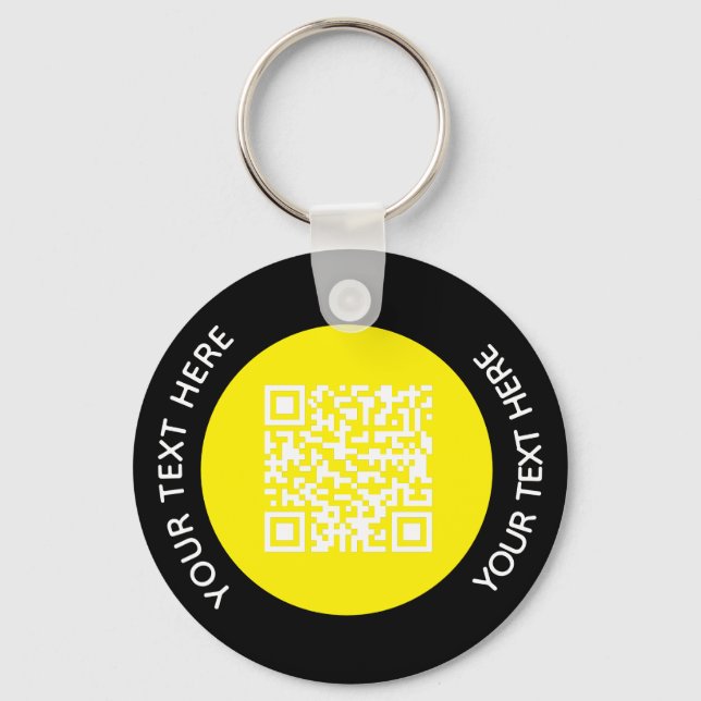 Add your own round QR Code text Scan Minimal  Keychain (Front)