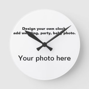 Add your own special photo to this wall clock. round clock