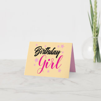 ADD YOUR OWN TEXT Birthday girl pink & beige Thank You Card